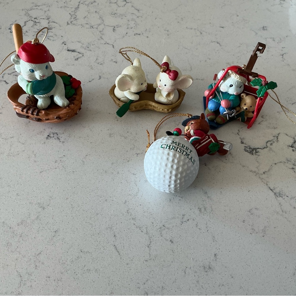 Vintage 90s 4 Christmas home collectibles ornaments by Lustre Fame